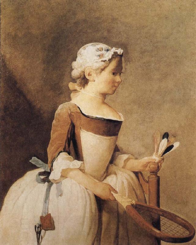 Jean Baptiste Simeon Chardin Girl with a Racquer and Shuttlecock China oil painting art